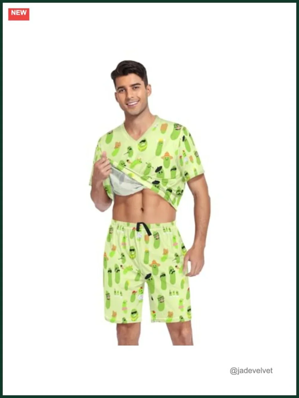 Men's Pajama Set Short Sleeve V Neck Lounge Set